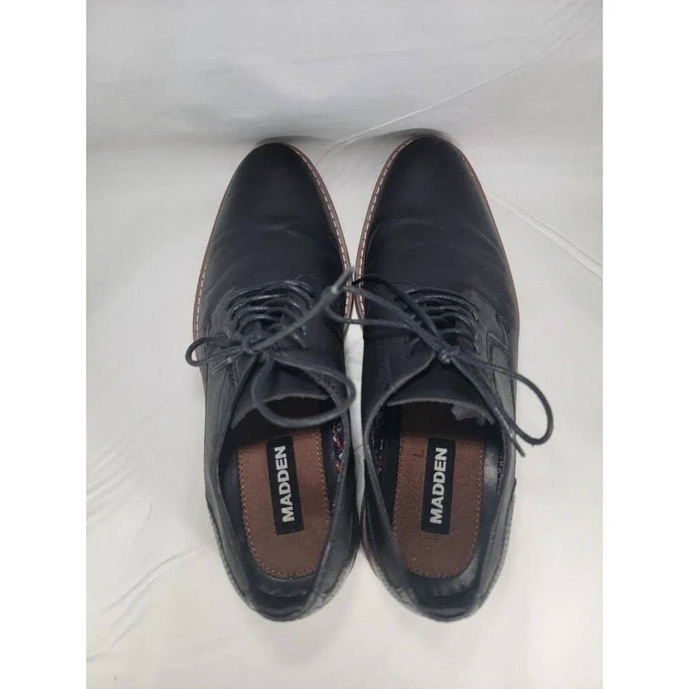 Steve Madden Ajapp Mens Oxford Shoes Sz 8 Black Comfort Lace Up Vamp Almond Toe
